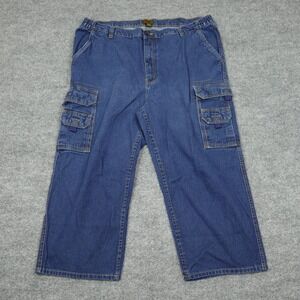 Boulder Creek Jeans Mens 44x24 Big Blue Denim Cargo Relaxed Fit Elastic Waist